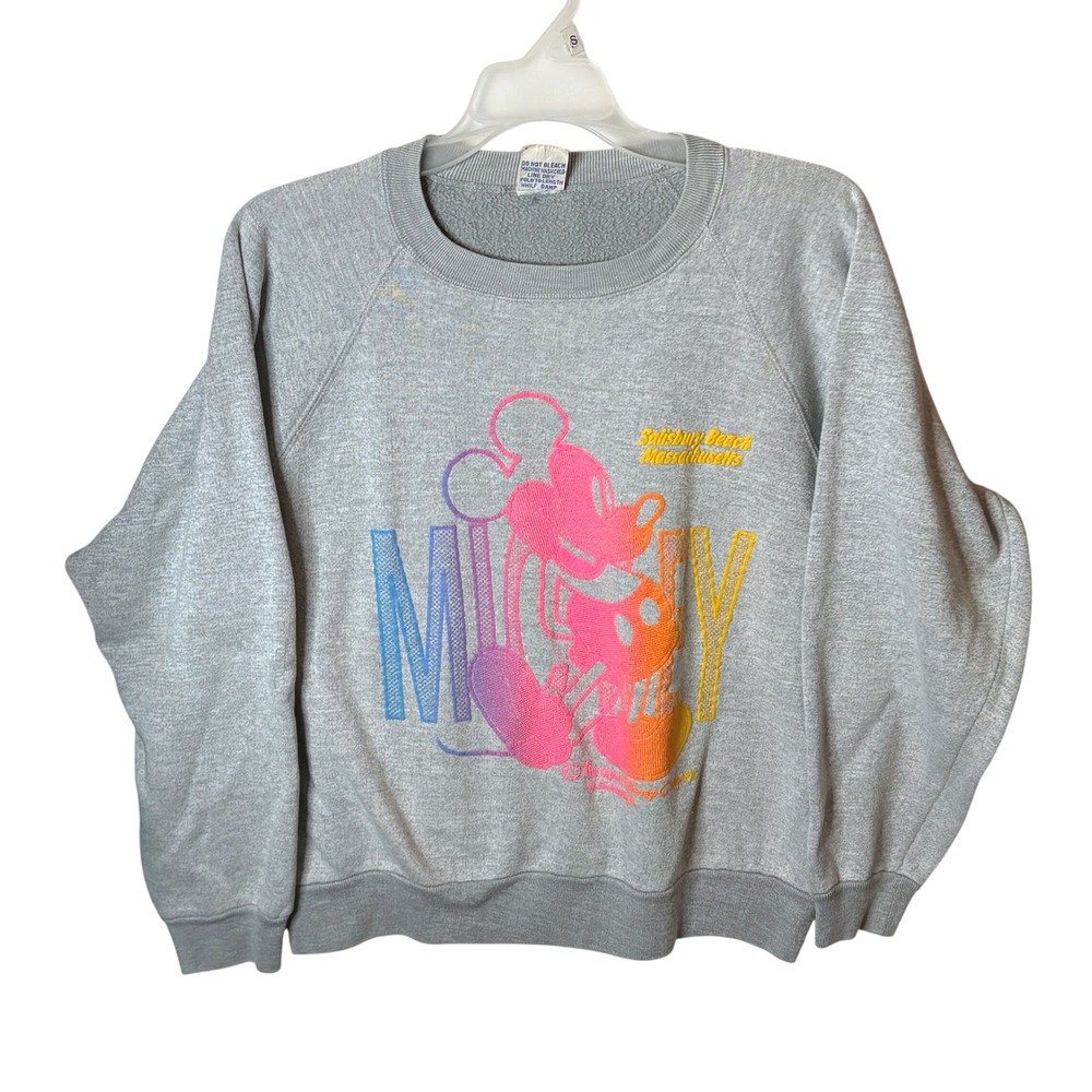 Vintage Disney Sherry MFG Mickey Sweatshirt Womens S Gray Pullover Fleece